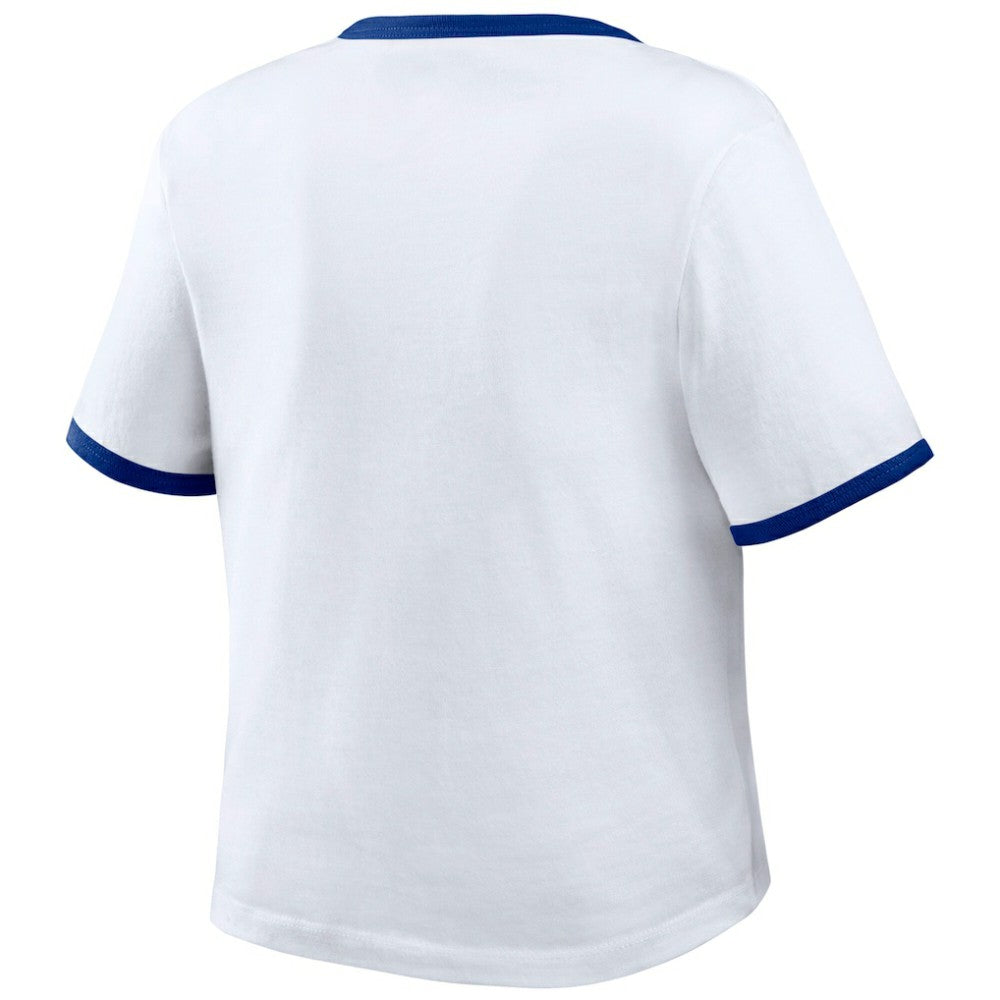 White Los Angeles Dodgers WEAR by Erin Andrews Women's Ringer Baby T-Shirt