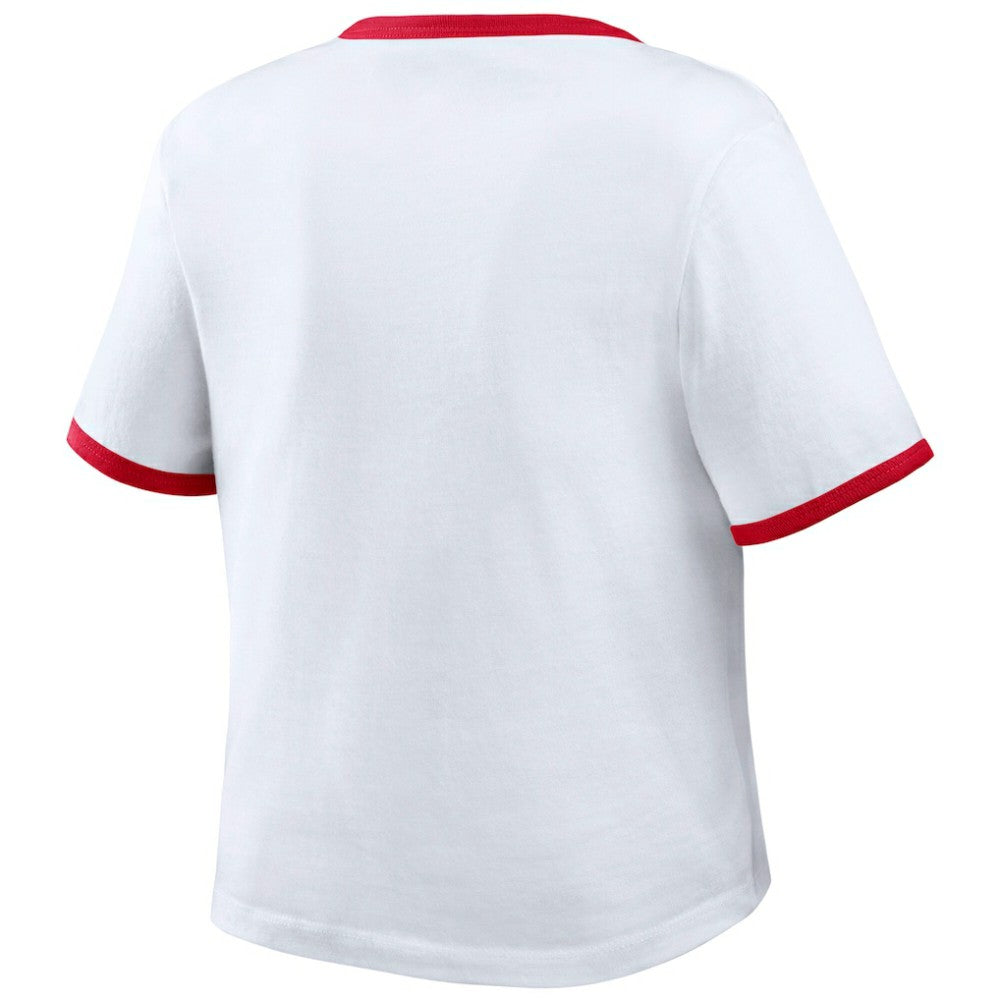 White Philadelphia Phillies WEAR by Erin Andrews Women's Ringer Baby T-Shirt