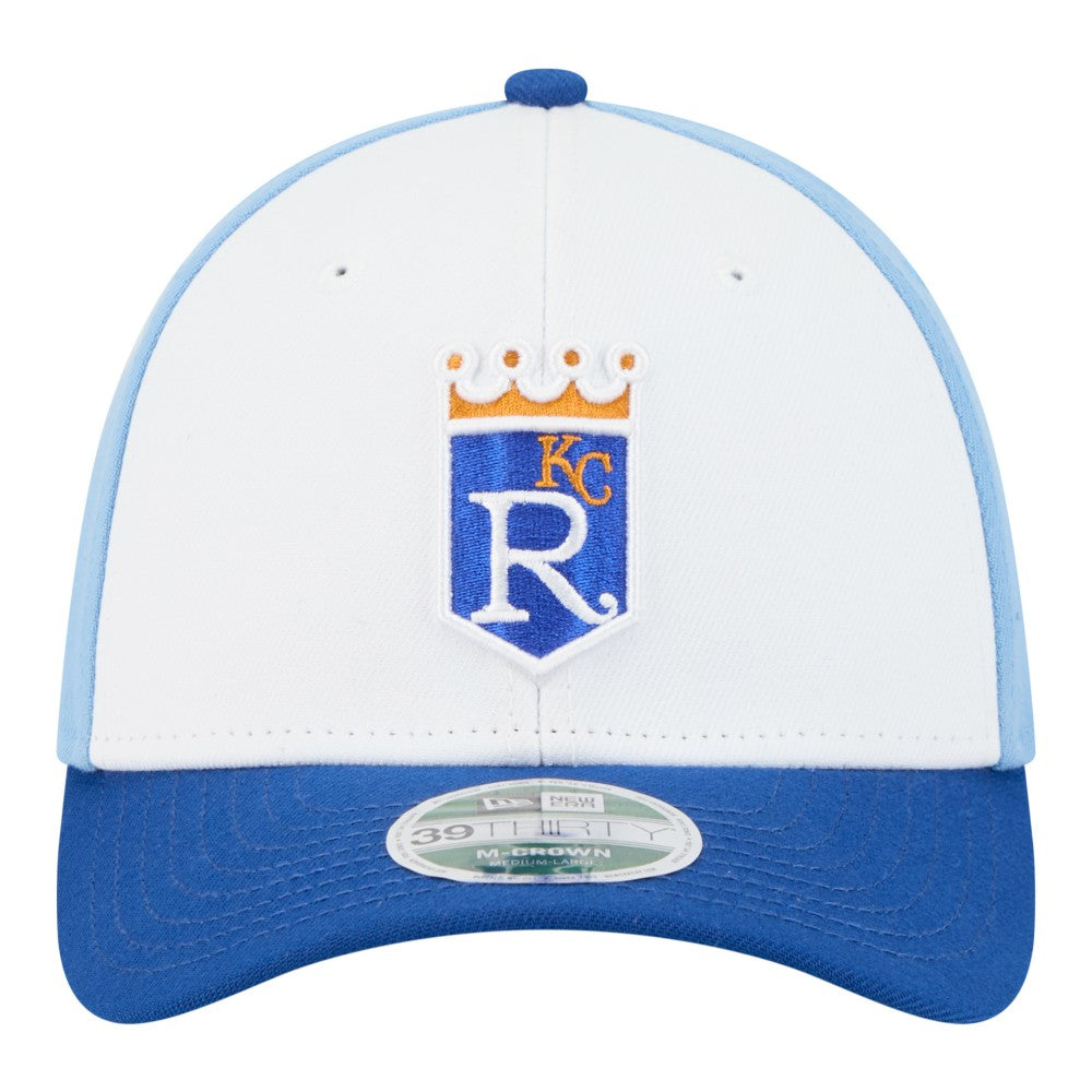 White/Royal Kansas City Royals New Era Player Replica 39THIRTY M-Crown Flex Hat