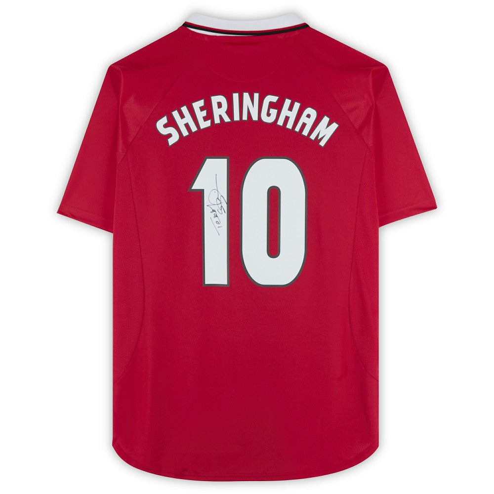 Teddy Sheringham Manchester United Autographed 1999 Red UEFA Champions League Home Jersey