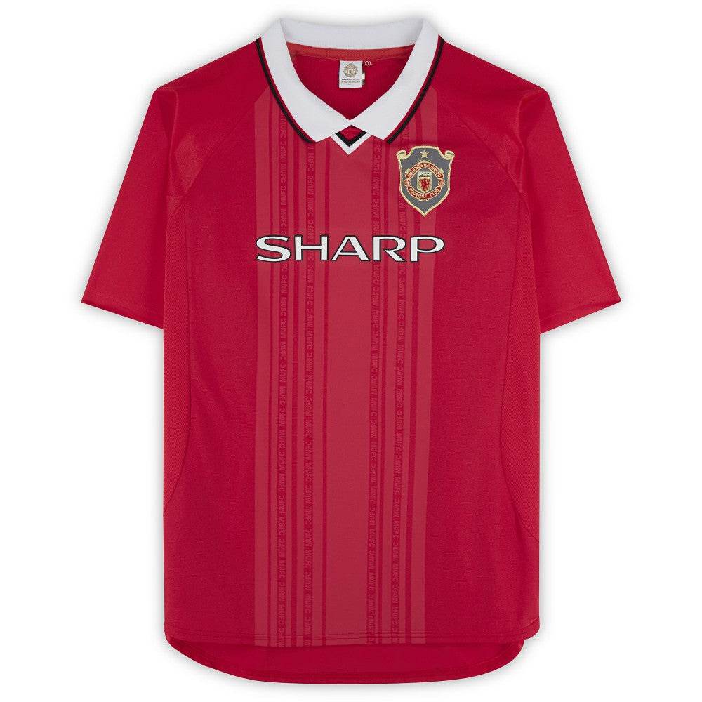 Teddy Sheringham Manchester United Autographed 1999 Red UEFA Champions League Home Jersey