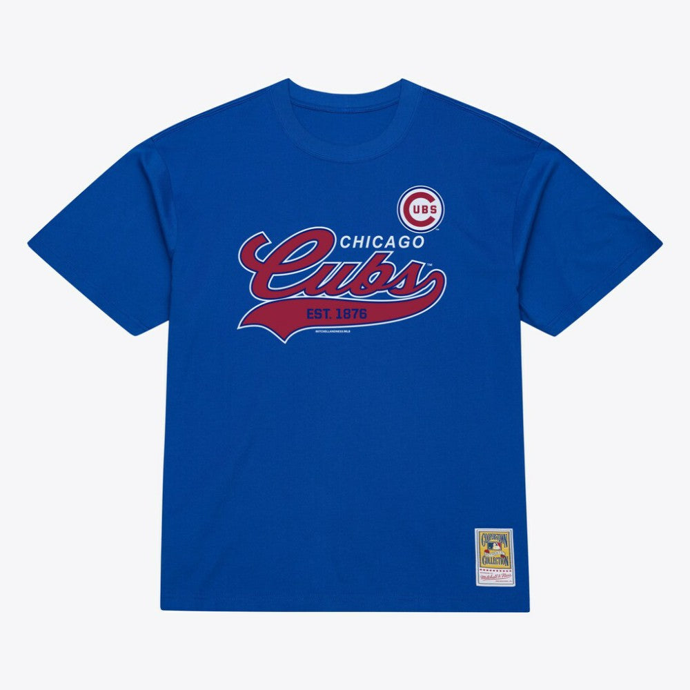 Royal Chicago Cubs Mitchell & Ness Script Sweep Arch T-Shirt