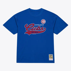 Royal Chicago Cubs Mitchell & Ness Script Sweep Arch T-Shirt