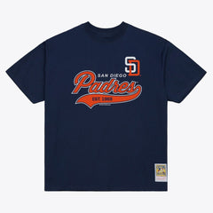 Navy San Diego Padres Mitchell & Ness Script Sweep Arch T-Shirt