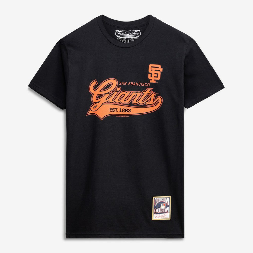 Black San Francisco Giants Mitchell & Ness Script Sweep Arch T-Shirt