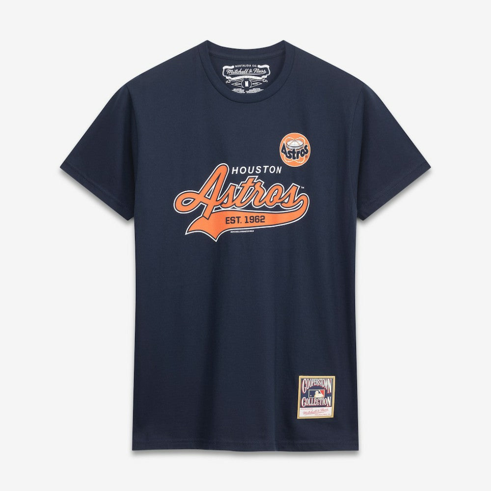 Navy Houston Astros Mitchell & Ness Script Sweep Arch T-Shirt