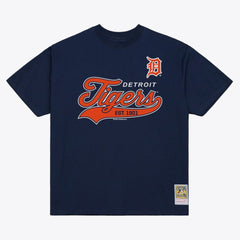 Navy Detroit Tigers Mitchell & Ness Script Sweep Arch T-Shirt