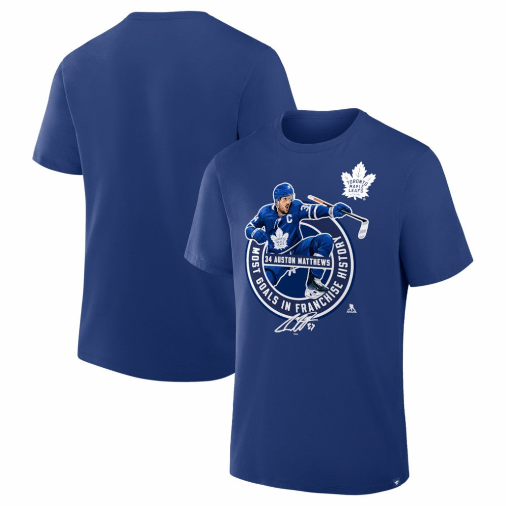 NHL Auston Matthews Toronto Maple Leafs Most Goals in Franchise History T-Shirt