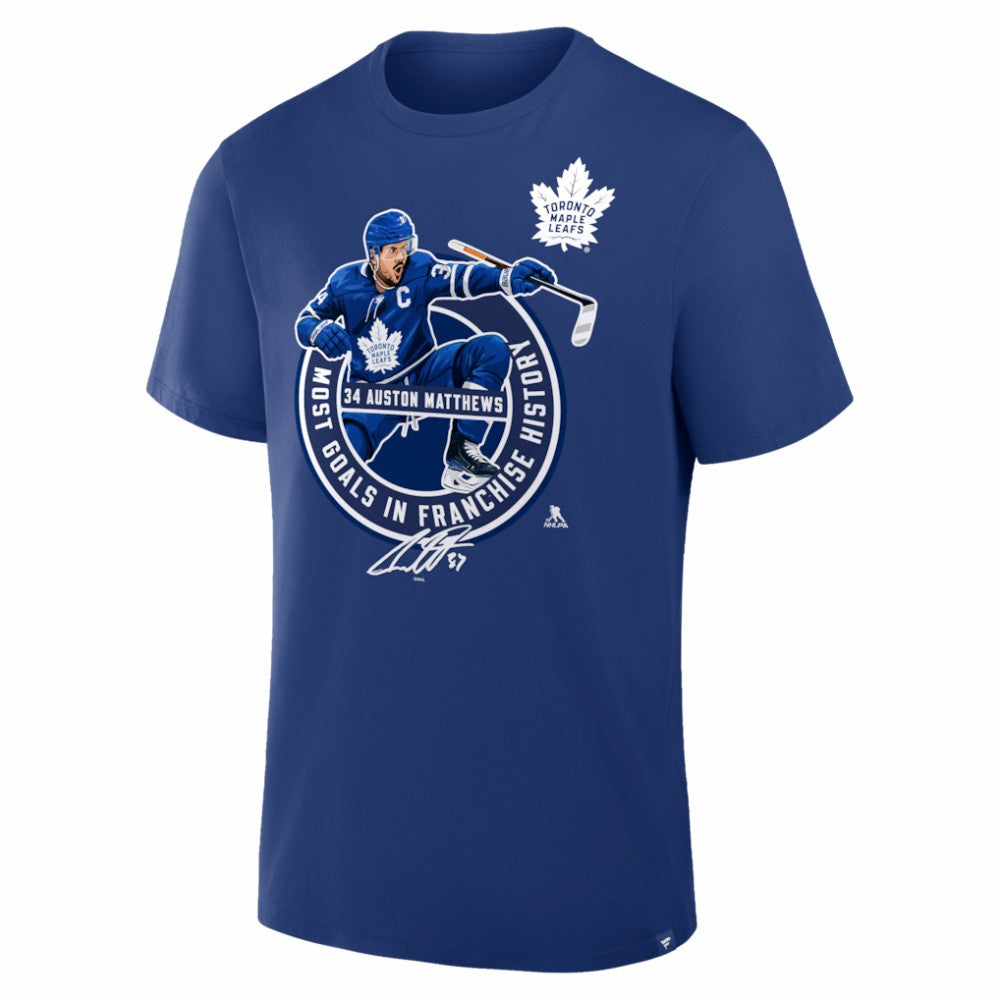 NHL Auston Matthews Toronto Maple Leafs Most Goals in Franchise History T-Shirt