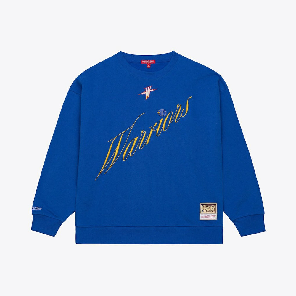 Mitchell & Ness Golden State Warriors Women's Hardwood Classics Script Lightweight Sweatshirt sale