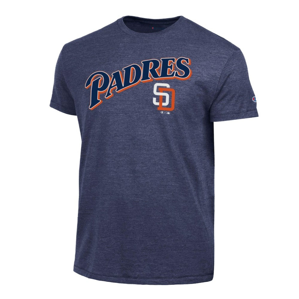 Navy San Diego Padres Champion Cooperstown Wordmark Lockup Tri-Blend T-Shirt