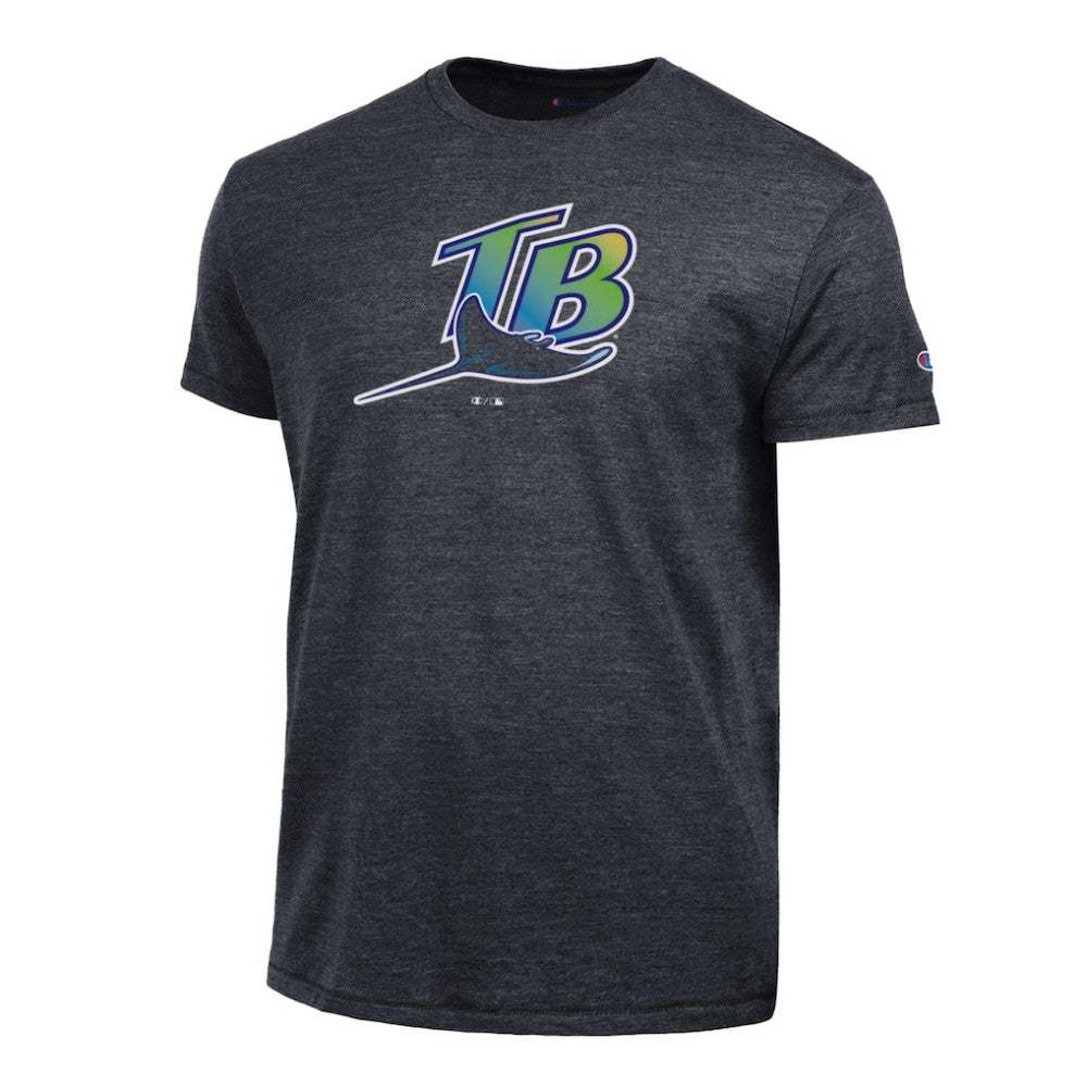 Black Tampa Bay Rays Champion Cooperstown Logo Tri-Blend T-Shirt