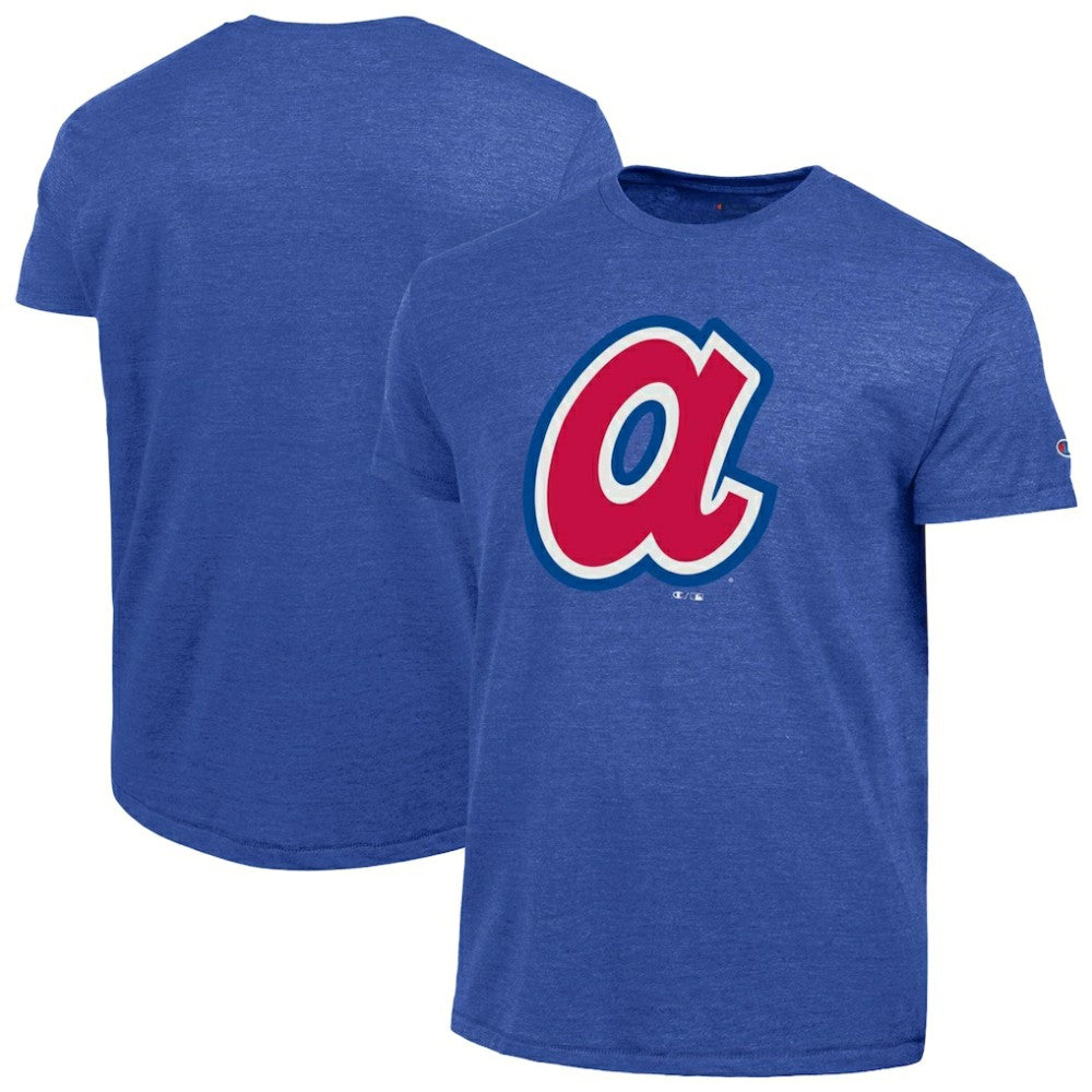 Royal Atlanta Braves Champion Cooperstown Logo Tri-Blend T-Shirt
