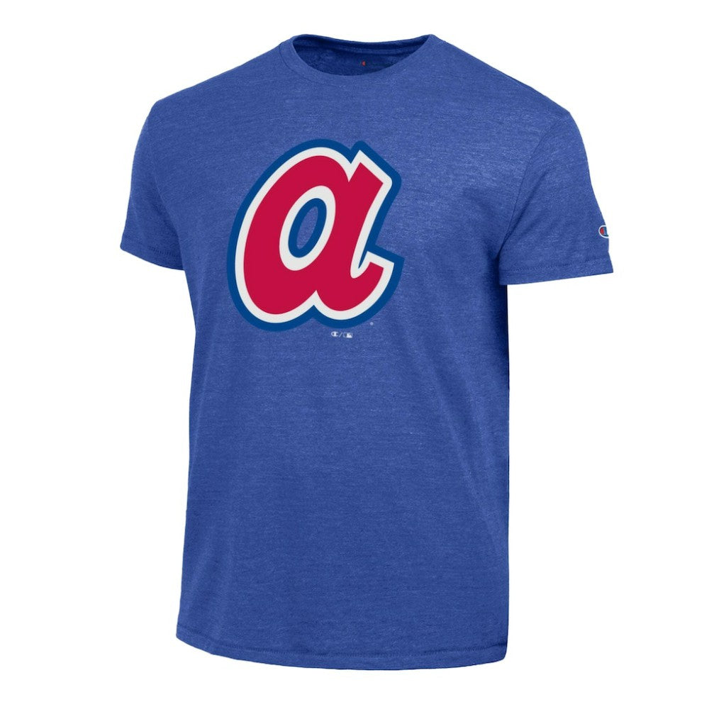 Royal Atlanta Braves Champion Cooperstown Logo Tri-Blend T-Shirt