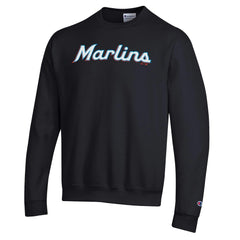 Black Miami Marlins Champion Powerblend Wordmark Sweatshirt