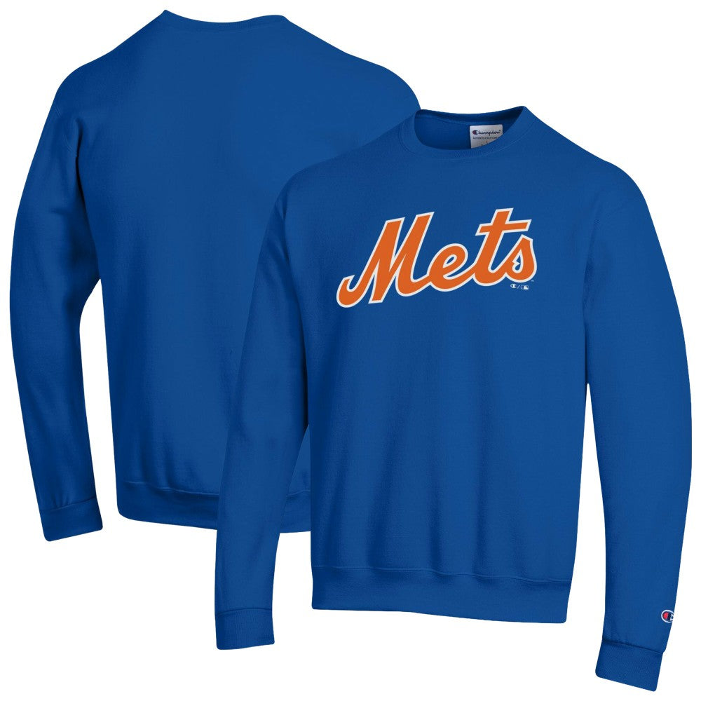 Royal New York Mets Champion Powerblend Wordmark Sweatshirt