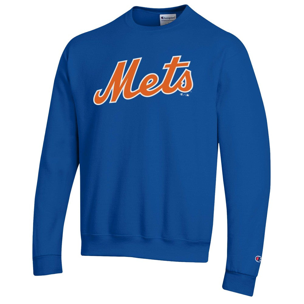 Royal New York Mets Champion Powerblend Wordmark Sweatshirt