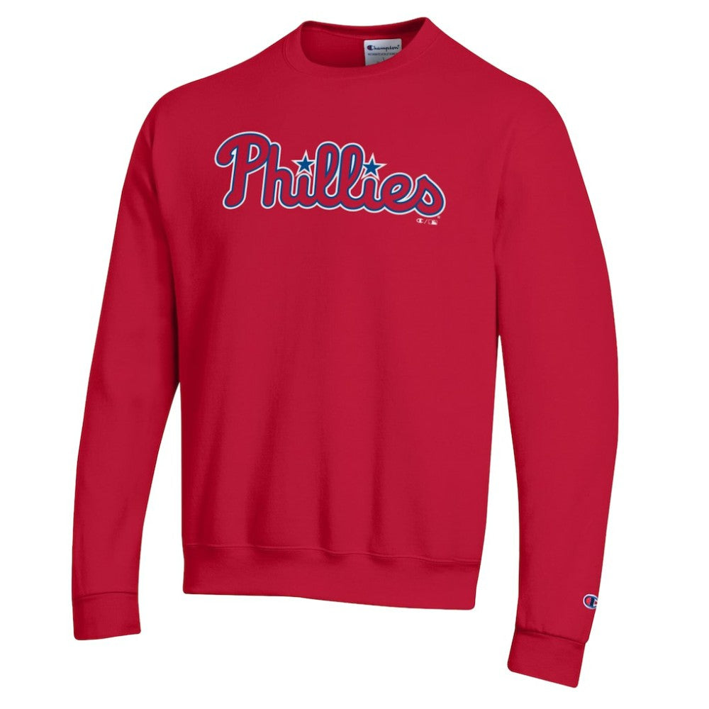 Red Philadelphia Phillies Champion Powerblend Wordmark Sweatshirt