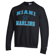 Black Miami Marlins Champion Heart & Soul Powerblend Sweatshirt