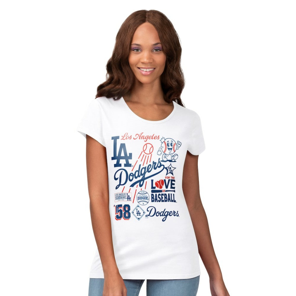 White Los Angeles Dodgers G-III 4Her by Carl Banks Women's Endzone Collage T-Shirt