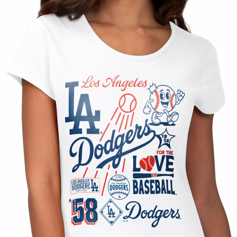 White Los Angeles Dodgers G-III 4Her by Carl Banks Women's Endzone Collage T-Shirt