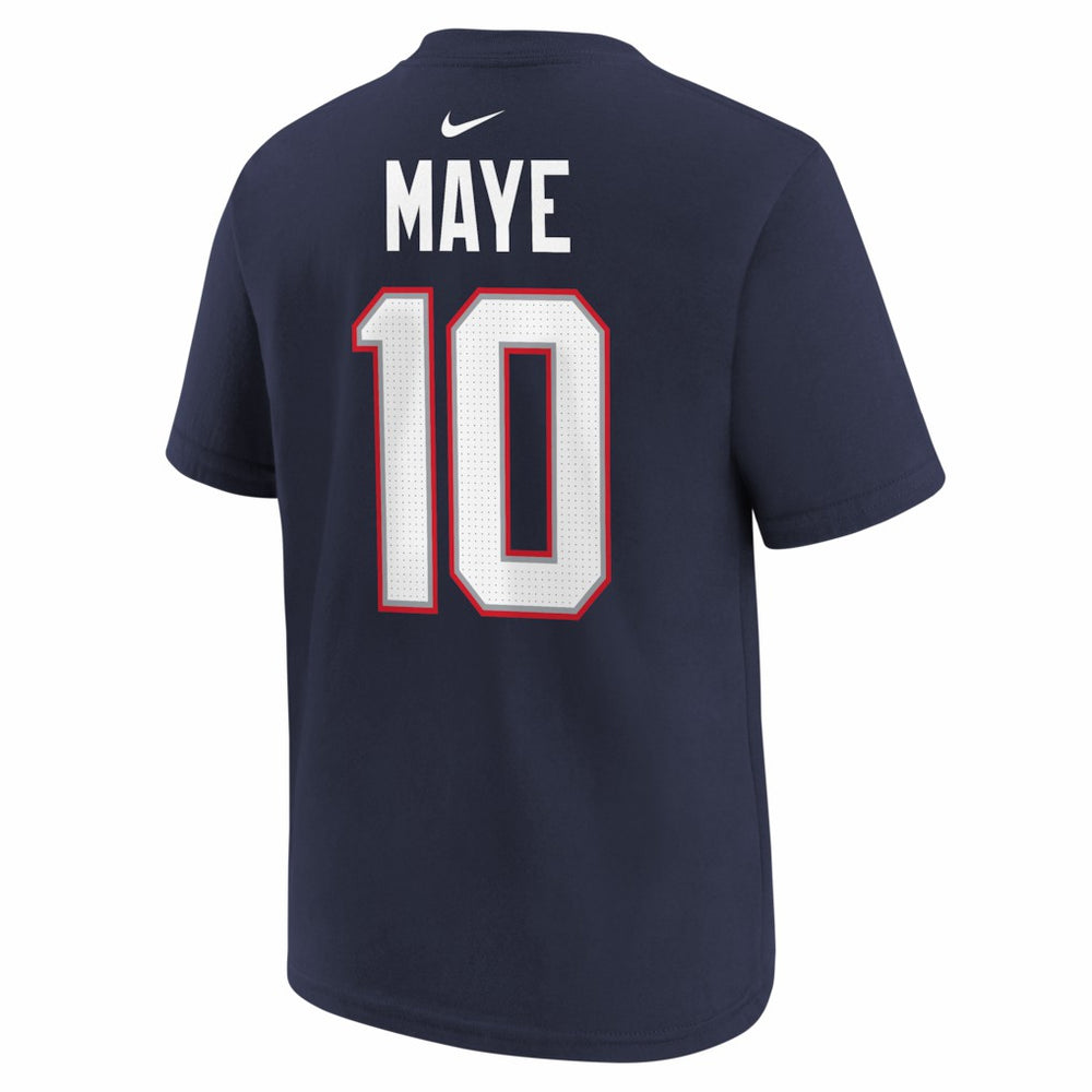 Drake Maye  Youth Super Bowl LX Patch Name & Number T-Shirt - New England Patriots T-shirts