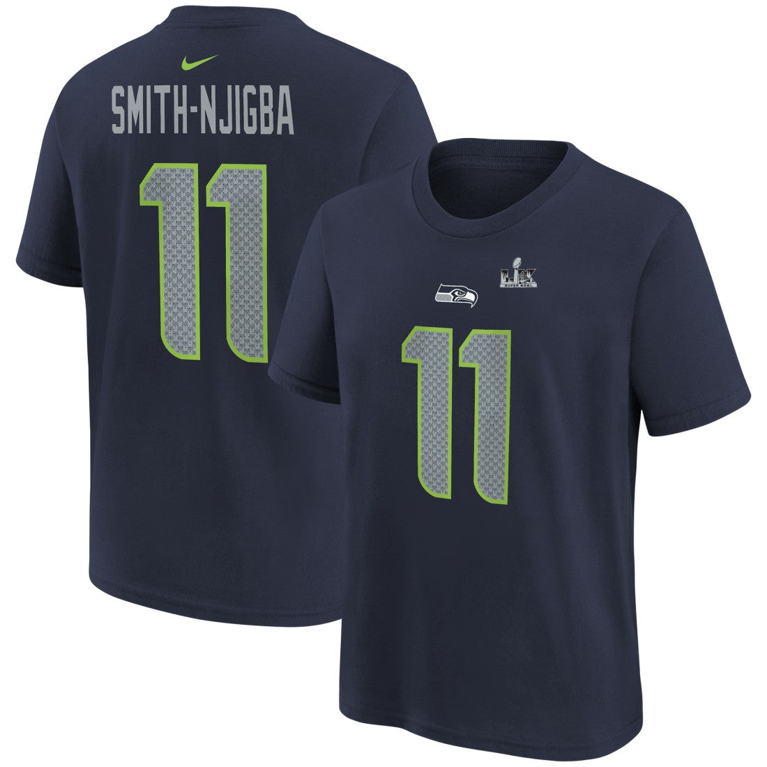 Jaxon Smith-Njigba  Youth Super Bowl LX Patch Name & Number T-Shirt - Seattle Seahawks T-shirts