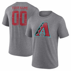 Gray Arizona Diamondbacks Heritage Personalized Any Name & Number Tri-Blend T-Shirt