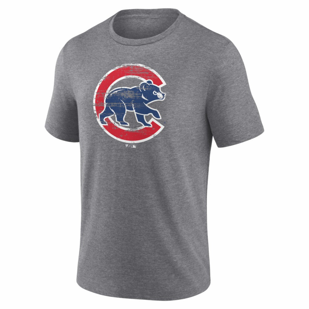 Gray Chicago Cubs Heritage Personalized Any Name & Number Tri-Blend T-Shirt