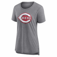 Gray Cincinnati Reds Women's Heritage Personalized Any Name & Number Tri-Blend T-Shirt