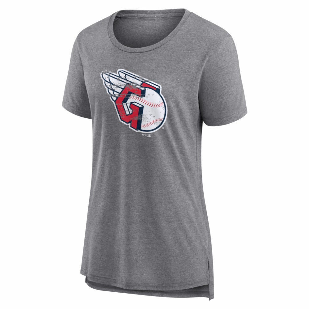 Gray Cleveland Guardians Women's Heritage Personalized Any Name & Number Tri-Blend T-Shirt