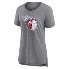 Gray Cleveland Guardians Women's Heritage Personalized Any Name & Number Tri-Blend T-Shirt