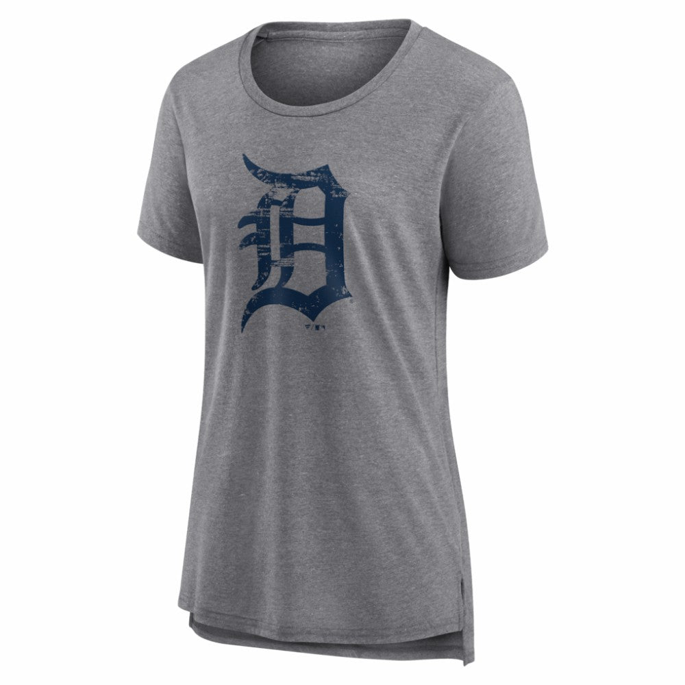 Gray Detroit Tigers Women's Heritage Personalized Any Name & Number Tri-Blend T-Shirt