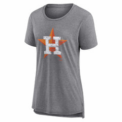Gray Houston Astros Women's Heritage Personalized Any Name & Number Tri-Blend T-Shirt