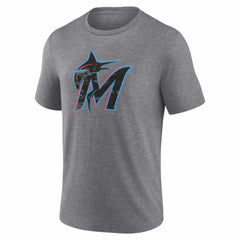 Gray Miami Marlins Heritage Personalized Any Name & Number Tri-Blend T-Shirt