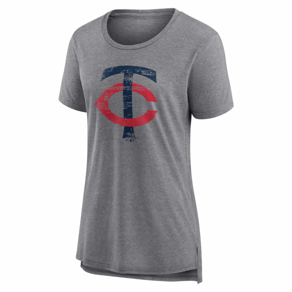 Gray Minnesota Twins Women's Heritage Personalized Any Name & Number Tri-Blend T-Shirt