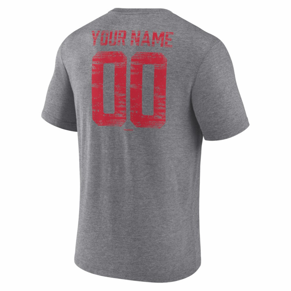 Gray Philadelphia Phillies Heritage Personalized Any Name & Number Tri-Blend T-Shirt