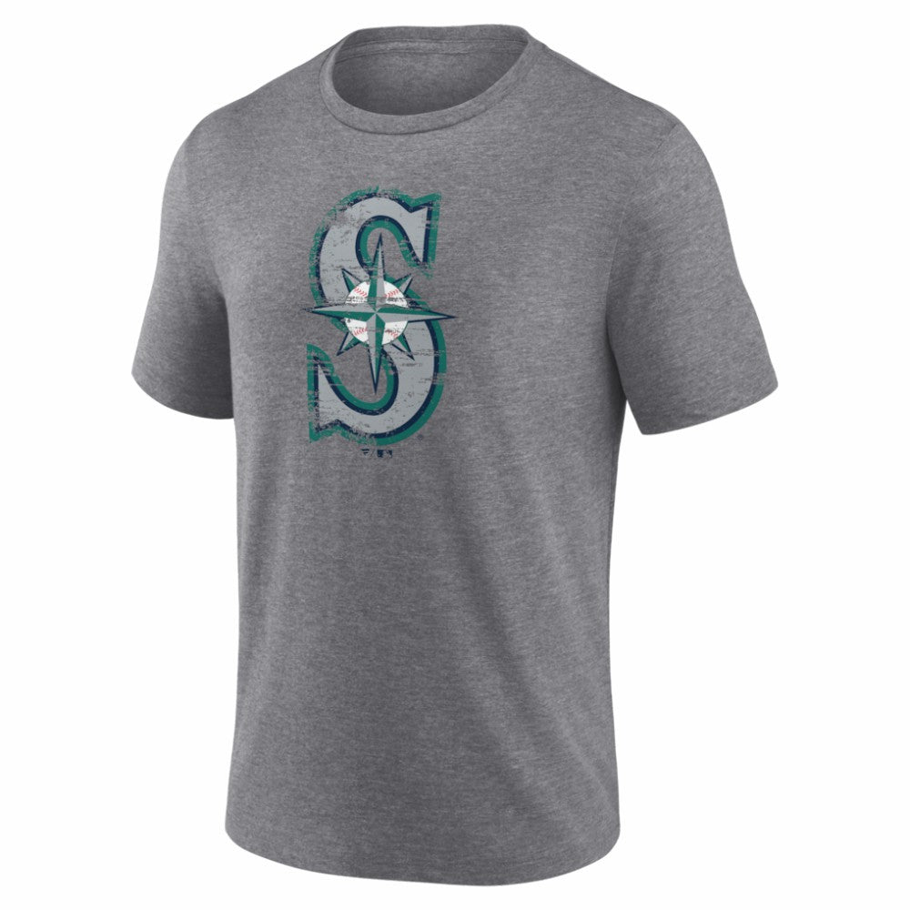 Gray Seattle Mariners Heritage Personalized Any Name & Number Tri-Blend T-Shirt