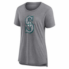 Gray Seattle Mariners Women's Heritage Personalized Any Name & Number Tri-Blend T-Shirt
