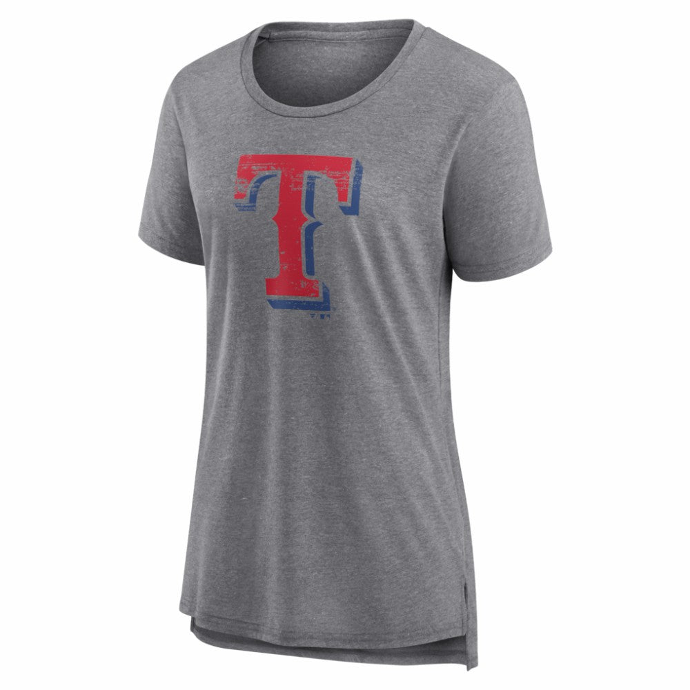 Gray Texas Rangers Women's Heritage Personalized Any Name & Number Tri-Blend T-Shirt