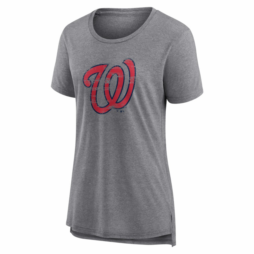 Gray Washington Nationals Women's Heritage Personalized Any Name & Number Tri-Blend T-Shirt