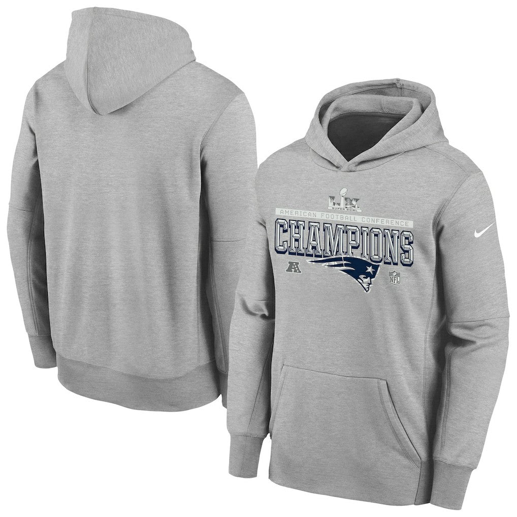 Youth 2025 AFC Champions Locker Room Trophy Collection Authentic Hoodie - New England Patriots Hoodies