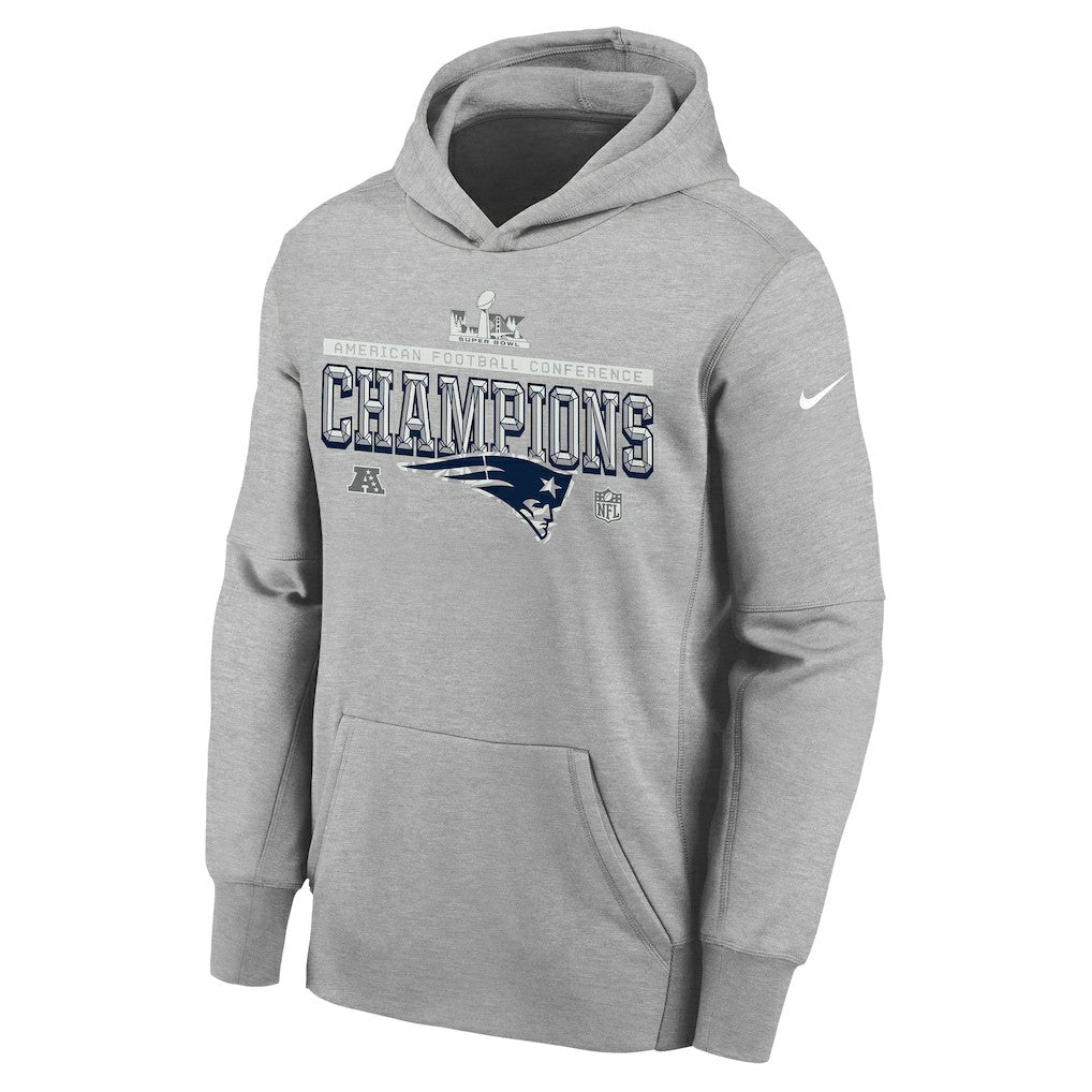 Youth 2025 AFC Champions Locker Room Trophy Collection Authentic Hoodie - New England Patriots Hoodies