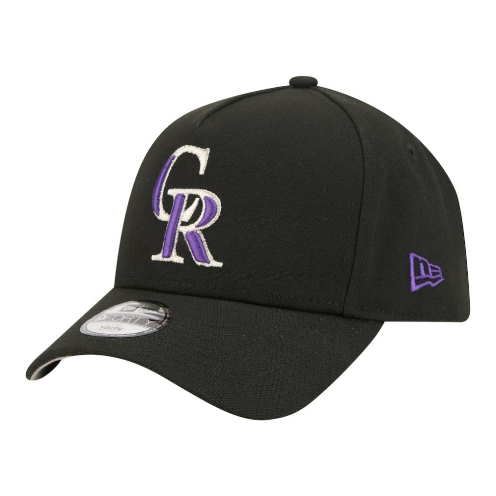 Black Colorado Rockies New Era Youth 9FORTY A-Frame Adjustable Hat
