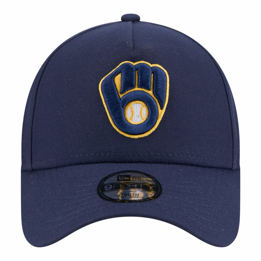 Navy Milwaukee Brewers New Era Youth 9FORTY A-Frame Adjustable Hat