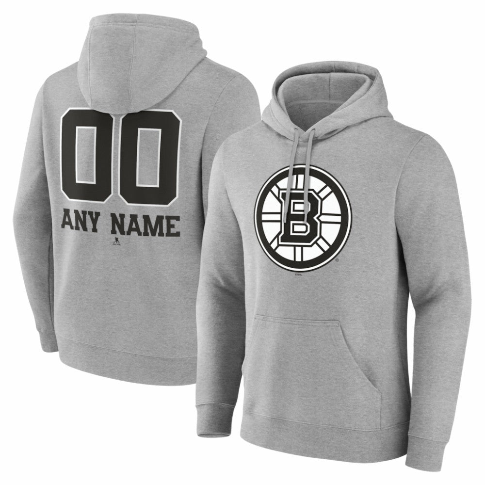 NHL Boston Bruins Big & Tall Personalized Name & Number Monochrome Pullover Hoodie