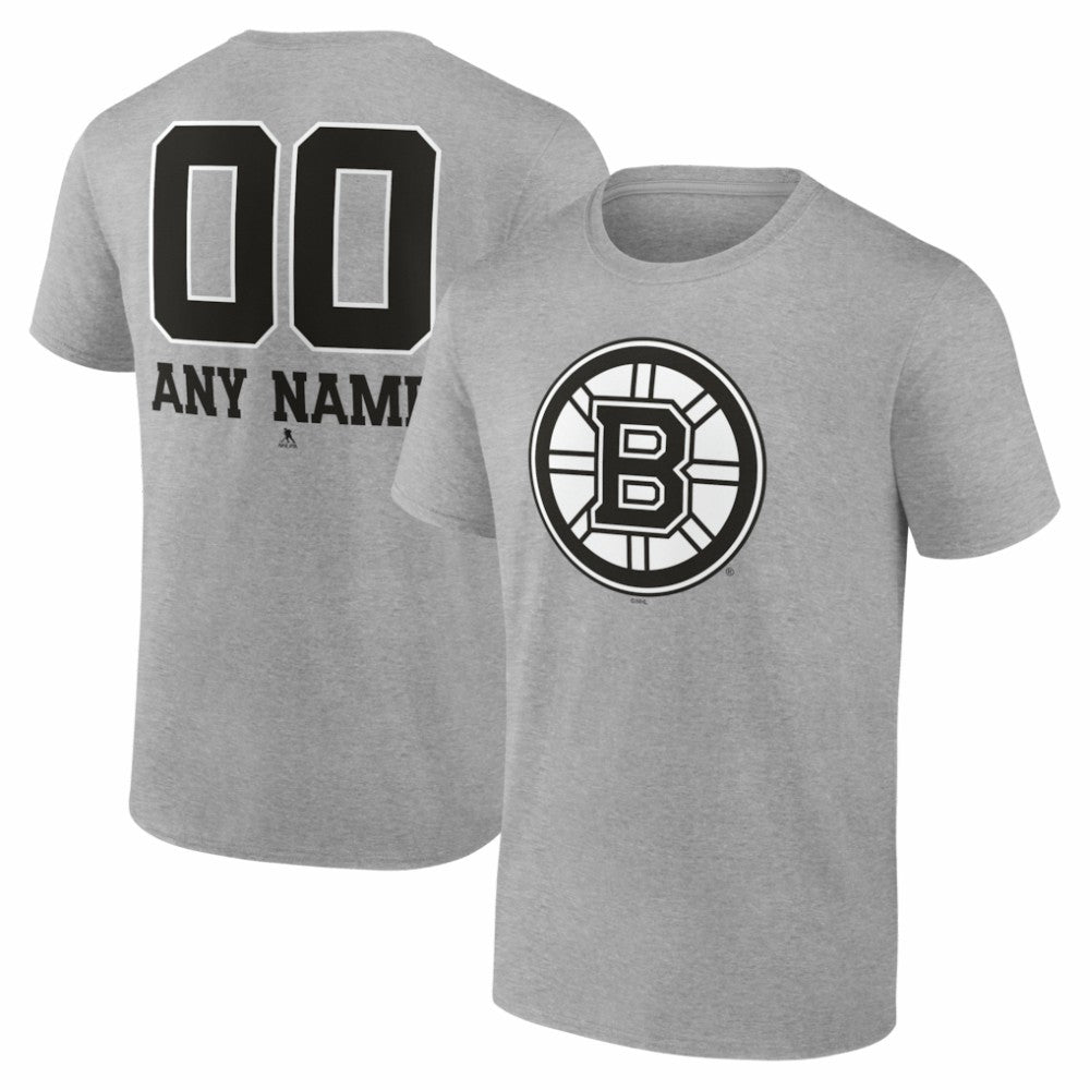 NHL Boston Bruins Big & Tall Personalized Name & Number Monochrome T-Shirt