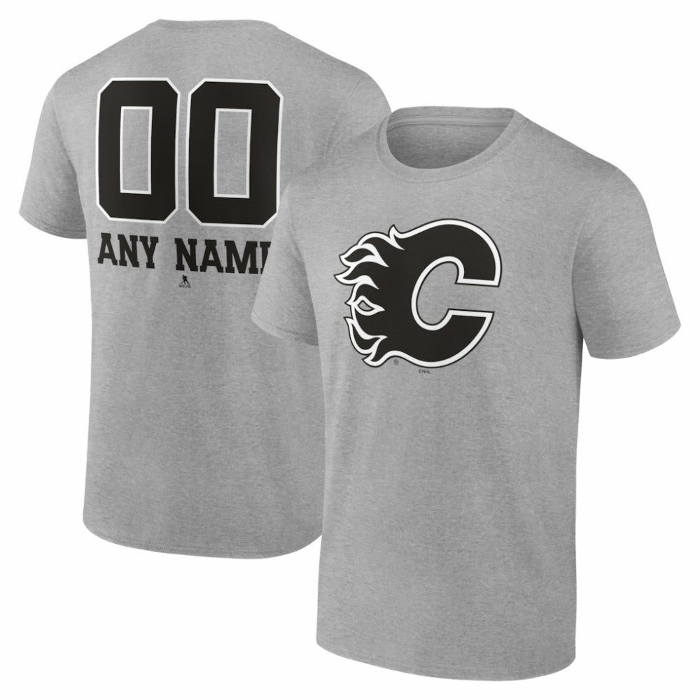 NHL Calgary Flames Big & Tall Personalized Name & Number Monochrome T-Shirt