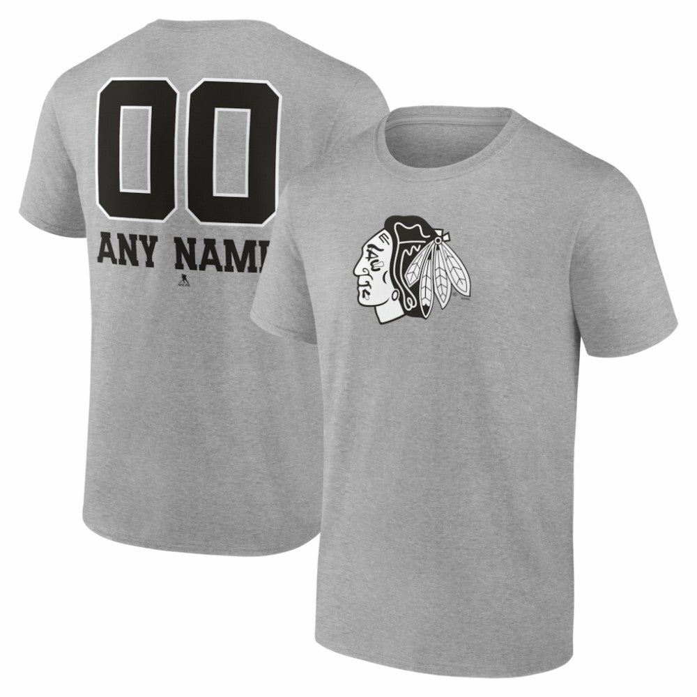 NHL Chicago Blackhawks Big & Tall Personalized Name & Number Monochrome T-Shirt