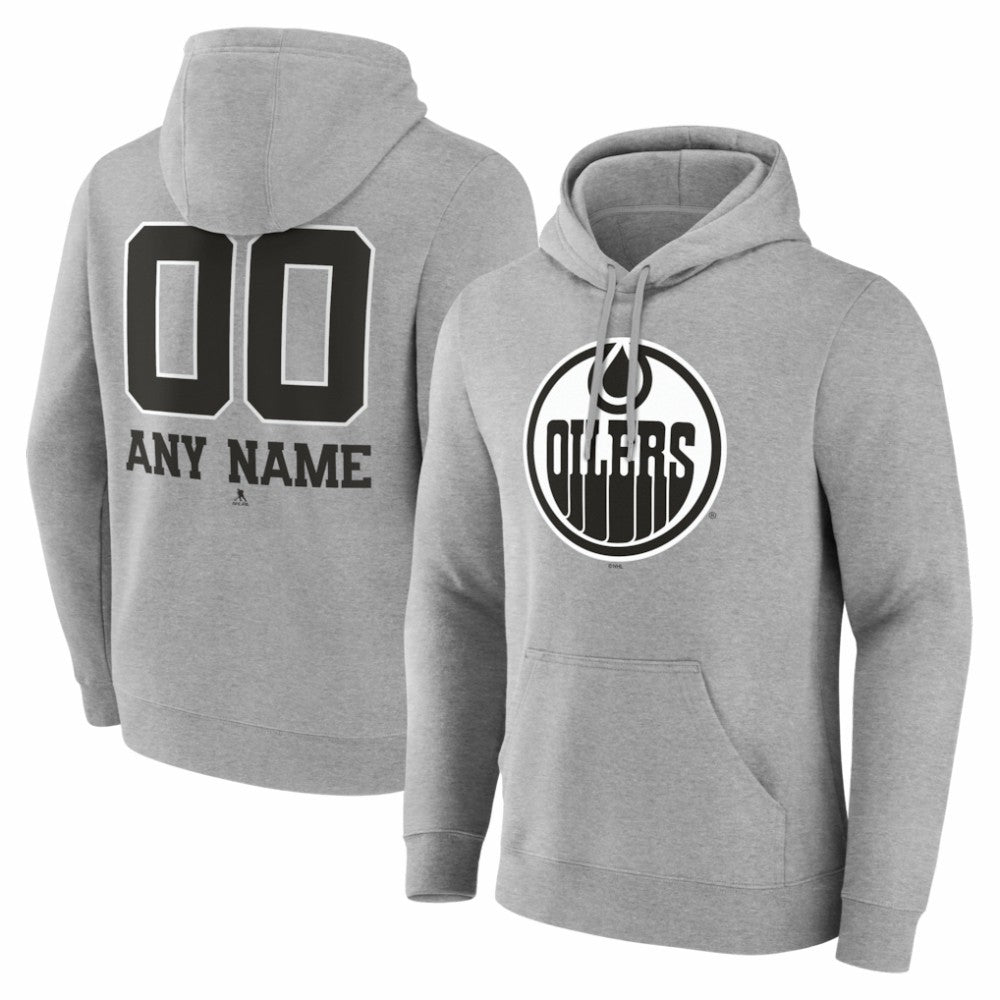 NHL Edmonton Oilers Big & Tall Personalized Name & Number Monochrome Pullover Hoodie